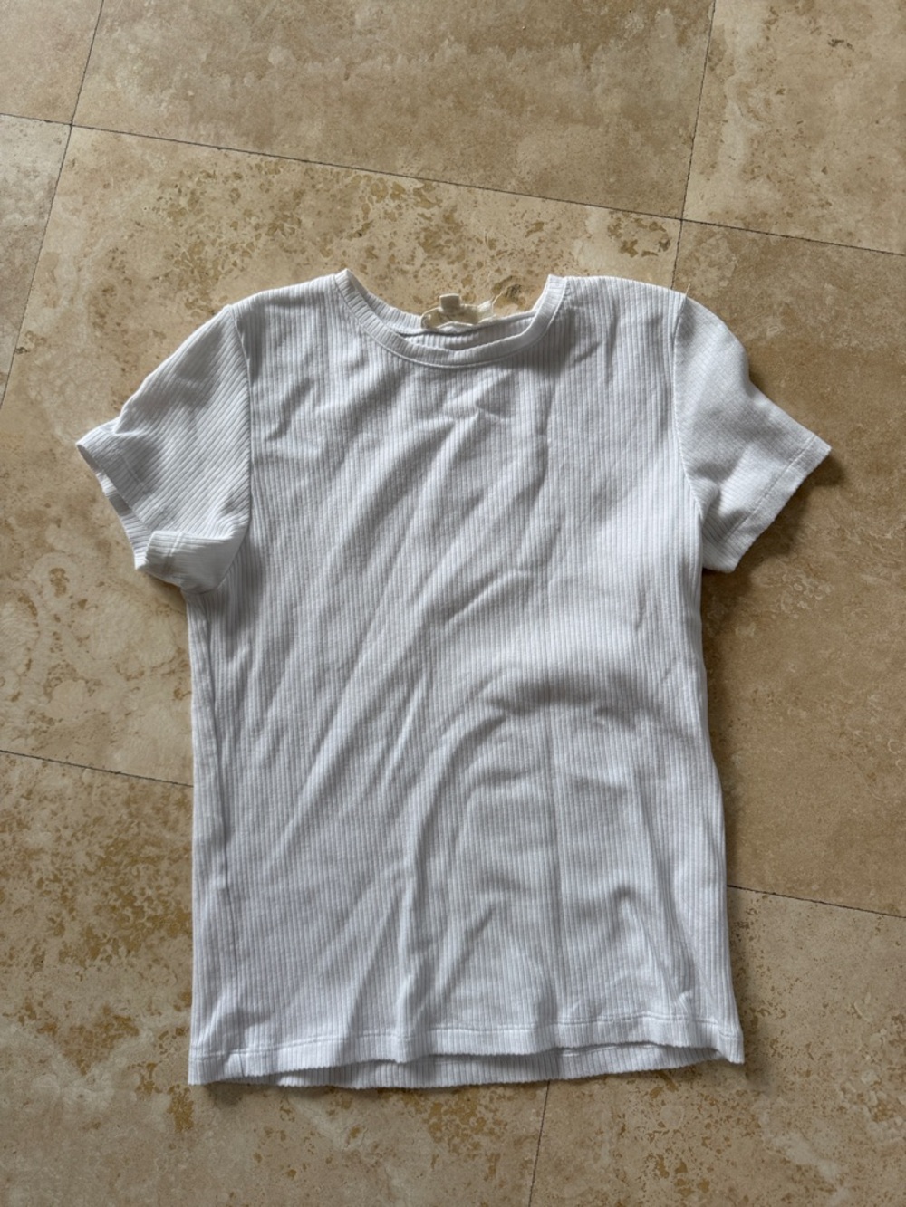 Elan White Ribbed Crewneck Tee